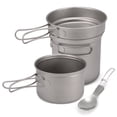 thumbnail image 1 of Cookware Camping Titanium Cookware Set 1000ml 750ml Pot Pan Spoon Set for Outdoor Camping Hiking Backpacking Picnic Cooking Equipment, 1 of 7
