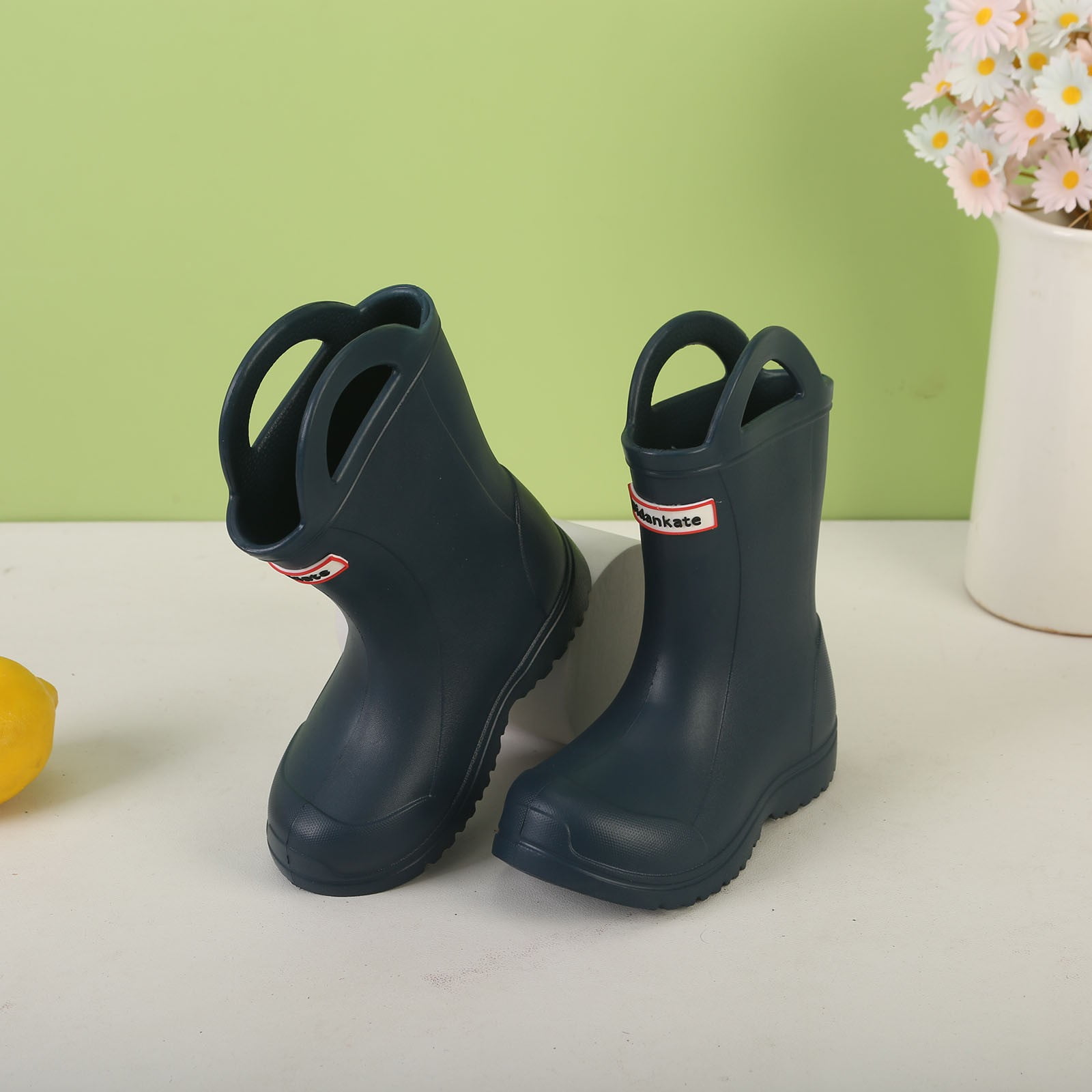 Huowey Kids Girls Rain Boots Mid-Calf Kids Booties Lightweight Soft Sole Comfortable Footwear And Little Girls Seasonal Outdoor Play Fashionable Shoes, 3.5-4 Years