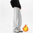 thumbnail image 2 of oqasdz Men's Sweatpants Winter Fashion Trend Wide Leg Loose Casual Large Size Solid Color Sportswear Thicken Warm Baggy Sweatpant, L, 2 of 3