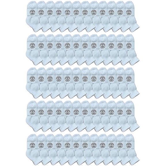 60 Pairs Of Yacht & Smith Wholesale Bulk Kids Mid Ankle Socks, Cotton Sport Athletic Ankle Socks Size 4-6 (White)