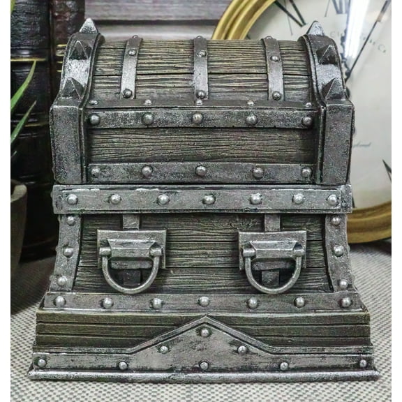 Nautical Caribbean Pirate Davy Jones Spiked Treasure Chest Small Decorative Box