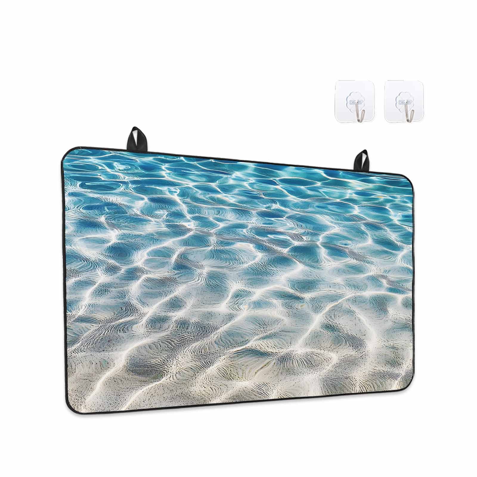 Blue Ocean Stove Top Cover for Electric Stove, Heat-proof & Non Slip Glass Top Stove Cover Protector, Summer Water Ripple Sea Waves Texture Kitchen Flat Cooktop Rubber Mat 24x21 Inches