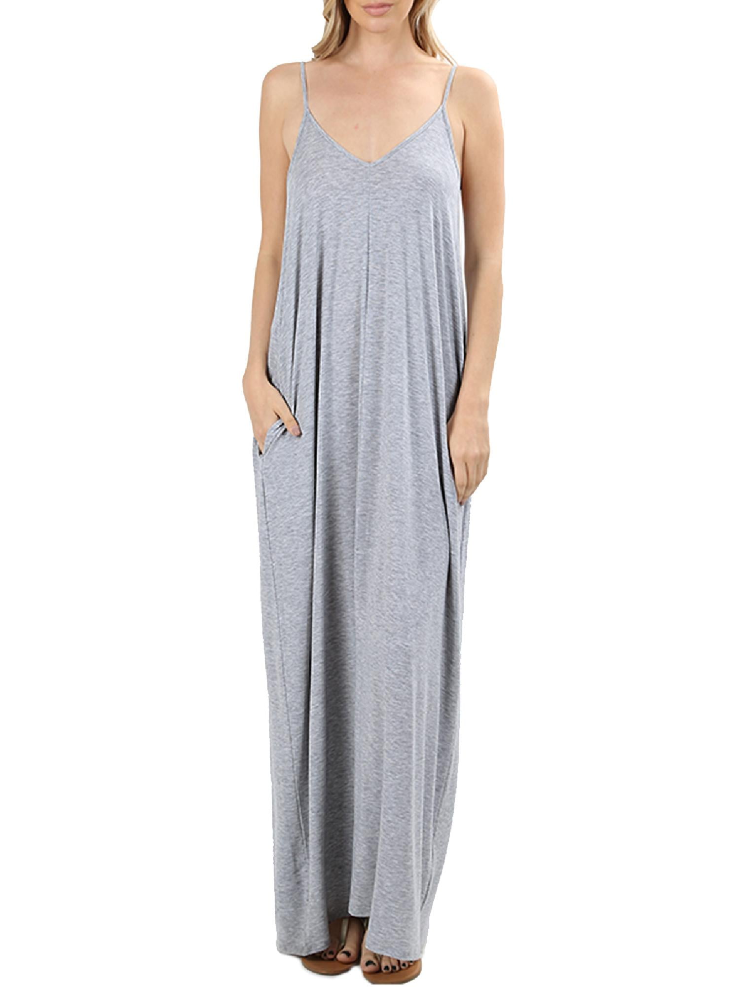 plain grey maxi dress