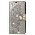 thumbnail image 2 of Allytech Galaxy Note 20 Ultra Case, Shockproof PU Leather Shiny Rhinestone Retro 3D Butterfly Embossed Wallet Flip Case Magnetic Stand Card Slot Folio Cover for Samsung Galaxy Note 20 Ultra,Gray, 2 of 7
