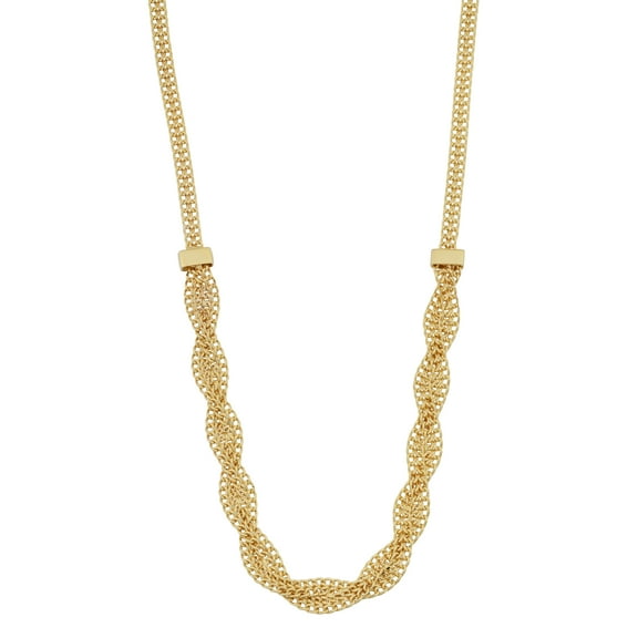 KoolJewelry Real 10k Yellow Gold Braided Curb Link Necklace for Women (5.4 mm, 17 inches)