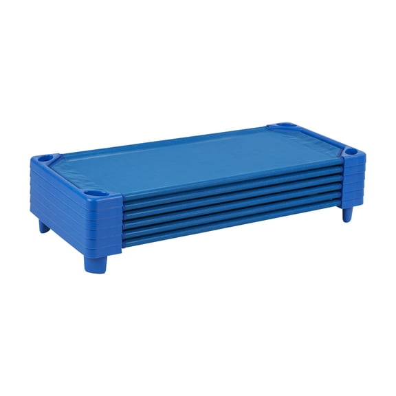 ECR4Kids Streamline Cot, Assembled, Standard Size, Blue, 6-Pack