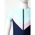 thumbnail image 5 of YiZYiF Kids Girls One-piece Swimsuit Swimwear Short Sleeve Zipper Rashguard Swimming Suit Light Blue 12, 5 of 7