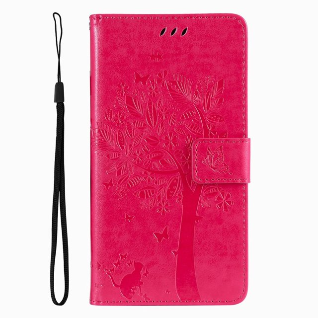 Wallet Case For Huawei P Smart 2018 2019 2020 2021 P8 P9 P20 P30 P40 Lite Pro 2017 Cute Cat Tree Card Slots Protect Cover D06F Rose For P10 Lite
