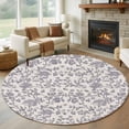 thumbnail image 2 of Haze Blue Leaf Large Area Rugs for Bedroom Living Room, Soft Non Slip Carpet Bedside Rug, Retro Farmhouse Plant Floral Branch Round Floor Cover Kitchen Accent Rug 6' for Dining Room/Office, 2 of 9