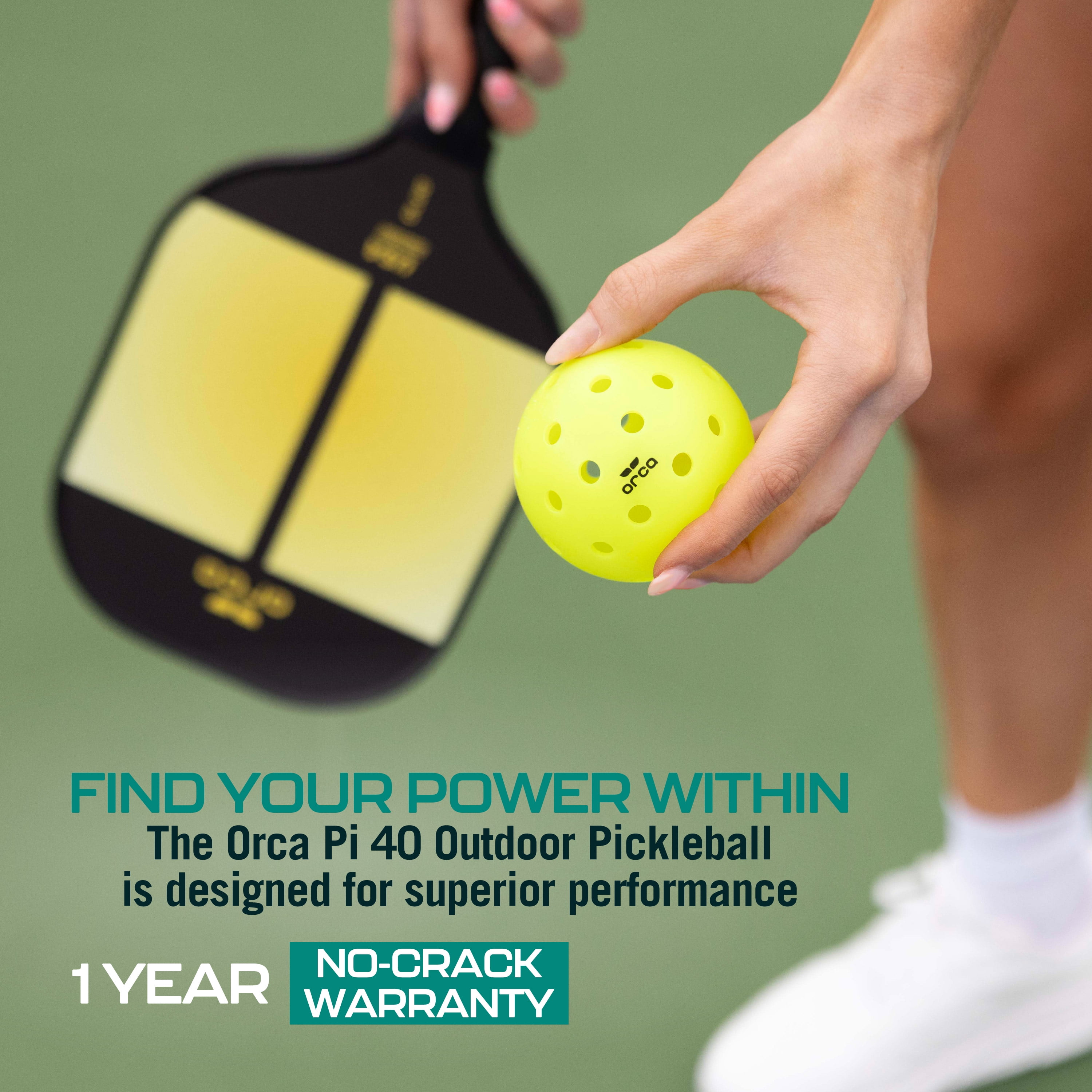 Pickleballs Pi 40 Outdoor 6 Pk, USAPA Approved, Official Size with 1-Year No-Crack Warranty, by Orca