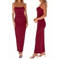 thumbnail image 2 of Womens Summer Casual Slip Dresses Spaghetti Strap Bodycon Maxi Dress Wine Red L, 2 of 8