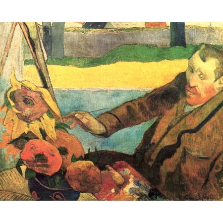 Framed Art for Your Wall Gauguin, Paul - Portrait of Vincent van Gogh, sunflower painting 10 x 13 (Paul Gauguin Best Painting)