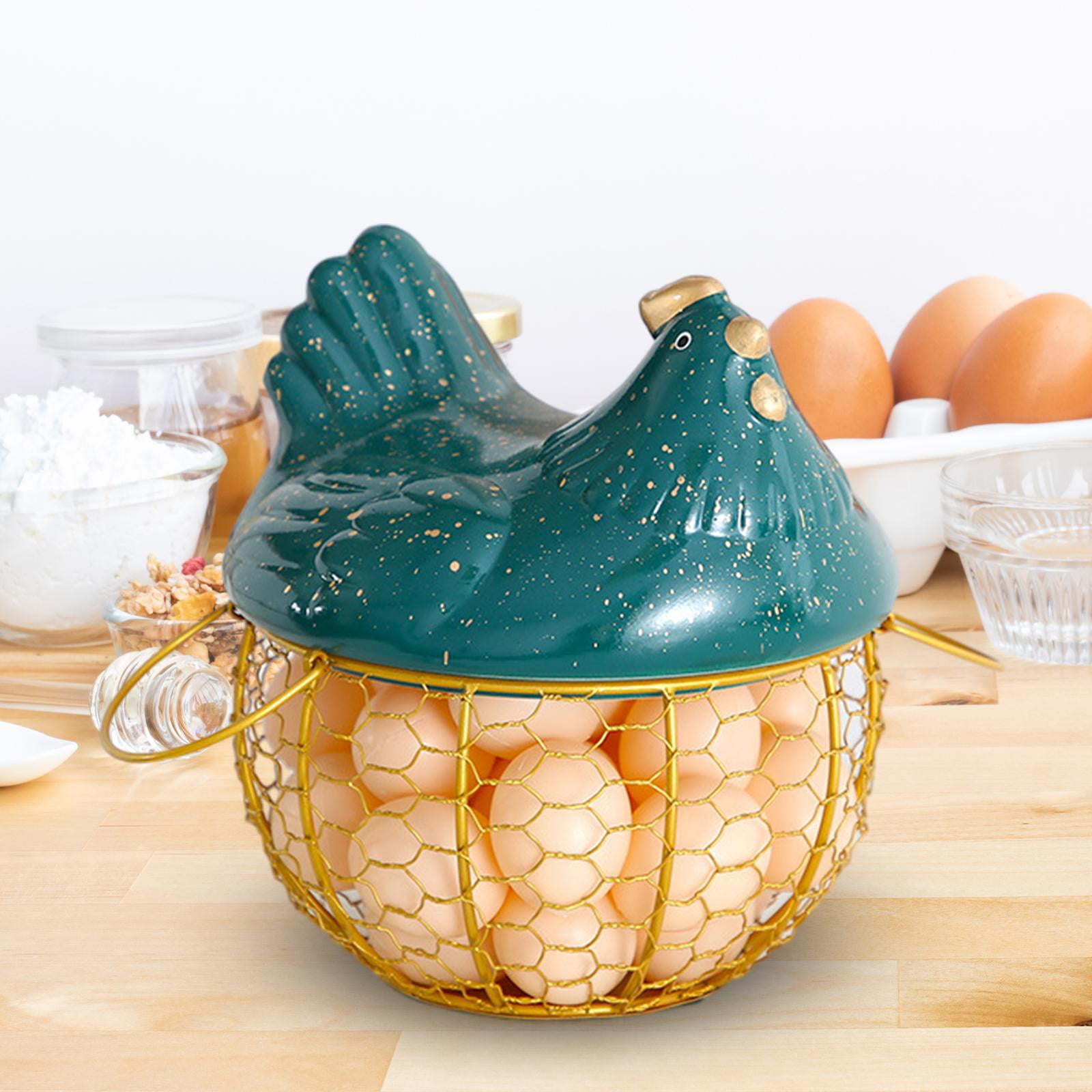 Nishiyuenyi Egg Basket Kitchen Egg Container for Fresh Eggs Kitchen Farmhouse Egg Collection Gold with Small Dot