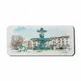 thumbnail image 1 of Travel Computer Mouse Pad, Watercolor Illustration of an Old Fountain in the Town Square in Lisbon, Rectangle Non-Slip Rubber Mousepad X-Large, 35" x 15" Gaming Size, Multicolor, by Ambesonne, 1 of 2