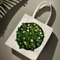 thumbnail image 2 of Stylish Canvas Tote Bag with Green Leaves & Fruits Design on Dark Background - Perfect Reusable Shopping Bag for Parties Travel & Everyday Use, 2 of 6