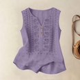 thumbnail image 5 of Lumtrix Womens Tank Tops Loose Fit Cotton Linen V Neck Henley Sleeveless Shirt Casual 2026 Summer Beach Top Purple 2XL, 5 of 6