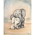 thumbnail image 2 of Diannart 20x24 Black Ornate Wood Framed with Double Matting Museum Art Print Titled - Whimsical Mom and Baby Elephant, 2 of 4