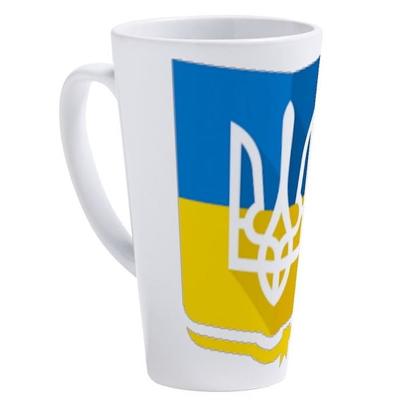 CafePress - Bendera Ukraina - 17 Oz White Ceramic Latte Mug