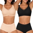 thumbnail image 3 of QYLUX Womens Wireless Bras V Mesh Comfortable Bralette Supportive Tshirt Bra No Underwire Seamless Push Up Everyday Bras Pack of 2, 3 of 4