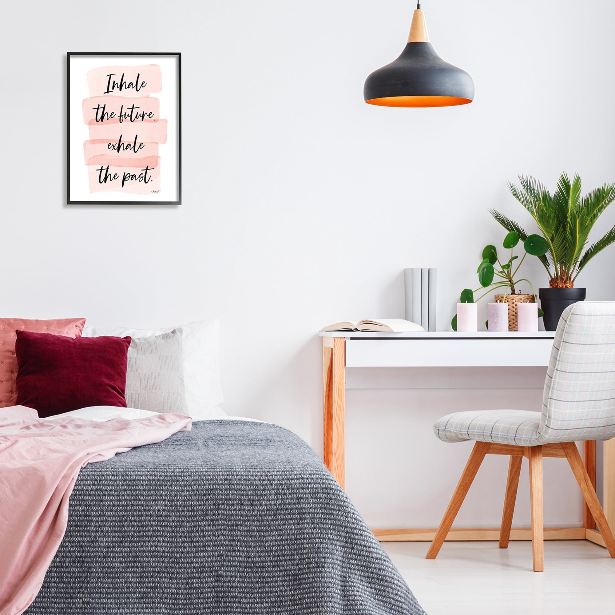 Stupell Industries Inhale The Future Glamorous Pink Watercolor Stripes,16 x 20, Design by Martina Pavlova