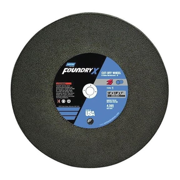 Norton Abrasives Cut-Off Wheel,14 in. Dia,AO,24 G,Black 66253179191