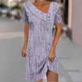 thumbnail image 1 of Robe d'Été Décontractée pour Femmes, Robe à Manches Courtes pour Femmes, Mode Féminine Imprimée Robe Mi-Mollet à Manches Courtes Col Rond, 1 of 5