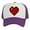White/Purple, variant on Men's 80's Retro Large 8 Bit Pixelated Heart Gamer Trucker Hat, Light Grey