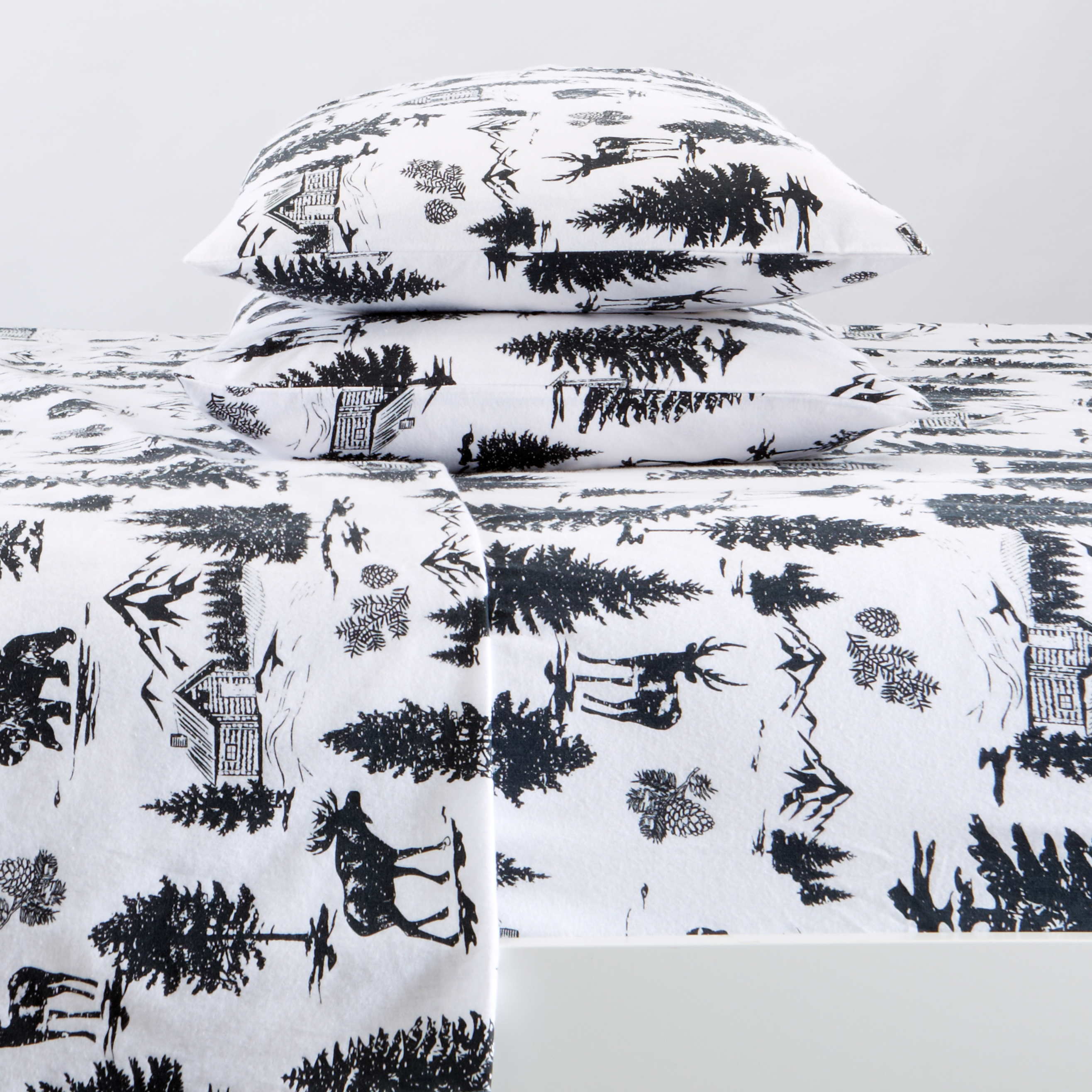 Great Bay Home Lodge Printed 100 Turkish Cotton Flannel Sheet Set