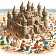 thumbnail image 3 of Ambesonne Sand Castle Duvet Cover Set, Sea Beach Building Fun, Twin, Camel Burnt Orange, 3 of 3