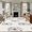 White, variant on Blue Flowers 5'x7' Area Rug, Farmhouse Botanical Bloom Tulip Branches Washable Non-Slip Soft Rugs, Low-Pile Large Carpet for Living Room Bedroom Dining Room, Non-Shedding Accent Rug