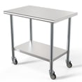 thumbnail image 2 of Pemberly Row Table de Travail Commerciale en Acier Inoxydable 18-Gauge 24"x36 Pouces avec Roulettes, 2 of 13