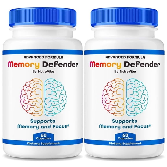 (2 Pack) Memory Defender Brain and Memory Pills – Premium Capsules for Memory, Focus, and Cognitive Support, Vitamins for Mental Clarity, Reviews (120 Capsules)