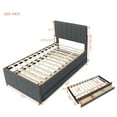 thumbnail image 4 of Bellemave Twin Bed with Trundle and Storage, Upholstered Platform Bed with 3 Drawers, Wood Twin Bed Frame with Tuffted Headboard for Teens Adult Bedroom (Gray), 4 of 9
