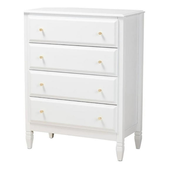 Bowery Hill Transitional 4-Drawer Soild Wood Bedroom Chest in White