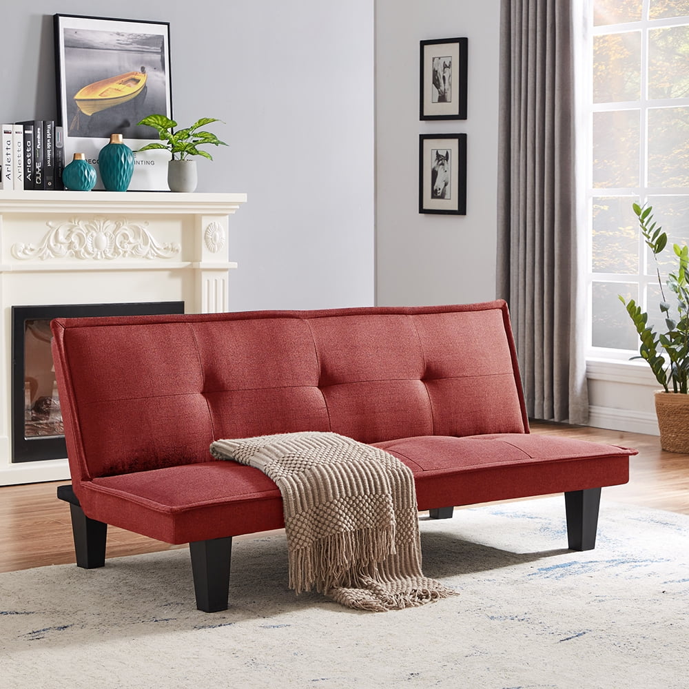 Multicolor Futon Sofa Couch with Midbackrest Armless Sofa Bed