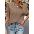 thumbnail image 4 of Tops Dokotoo Summer para mujer, moda, manga corta, color caqui oscuro, 4 of 7