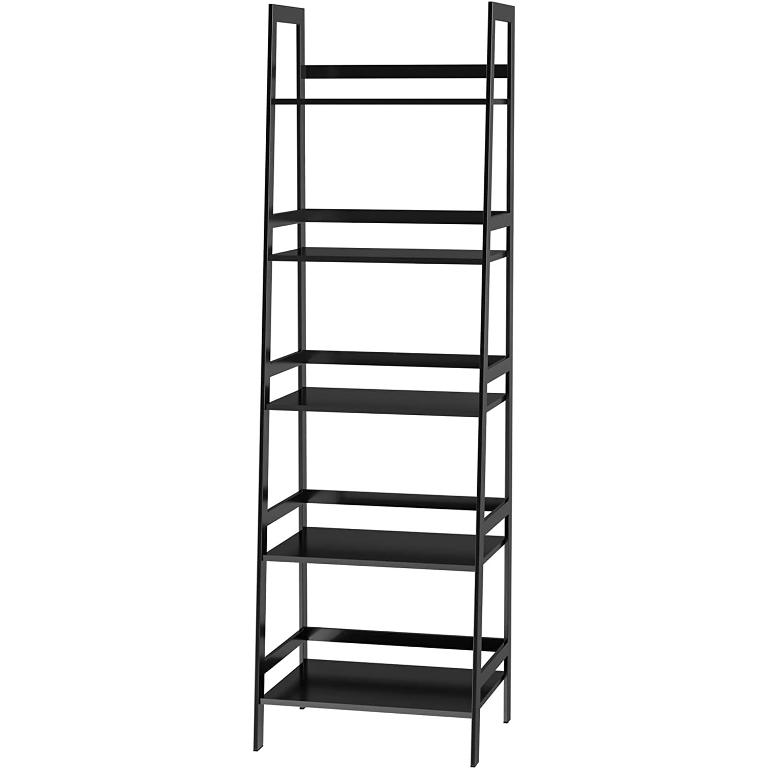 Kadyn Bamboo Bookshelf, 5-Tier Book Shelf Bookcase Bathroom Shelves Freestanding Storage Stand for Living Room, Bedroom, Kitchen, Black