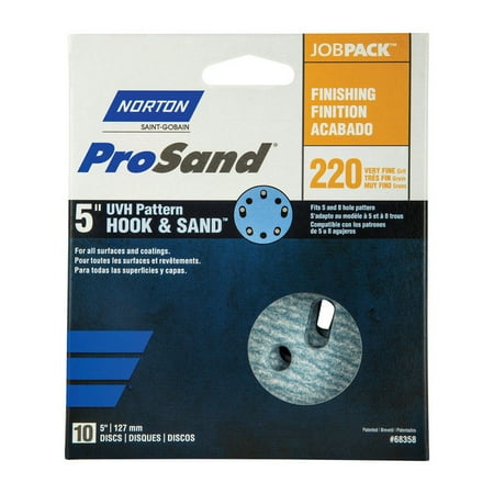 

Norton ProSand 5 in. Ceramic Alumina Hook and Loop A975 Sanding Disc 220 Grit Very Fine 10 pk