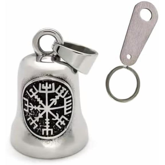 Viking Vegvisir Motorcycle Ride Bell, Stainless Steel Guardian Motorcycle Angel Bell, Gremlin Bell Motorcycle Accessories