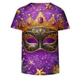 thumbnail image 4 of NuoCaiYun Happy Mardi Gras T Shirt for Women New Party Carnival Printed Round Neck Short Sleeve T-Shirt Tops, 4 of 6