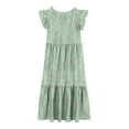 thumbnail image 4 of Kiviey Girls Dress Ruffle Cap Sleeve Maxi Dress with Pockets Vacation Beach Dress Size 6-7, 4 of 5