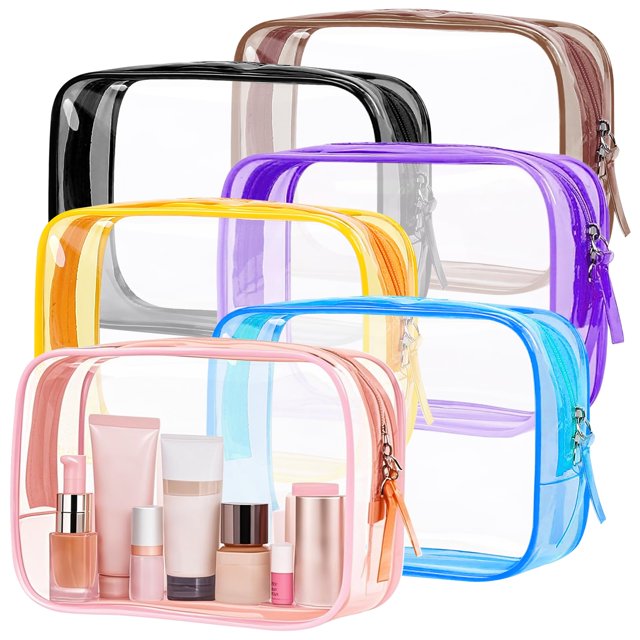 Neceseres PLULON, paquete de 6 bolsas de maquillaje transparentes aprobadas por la TSA