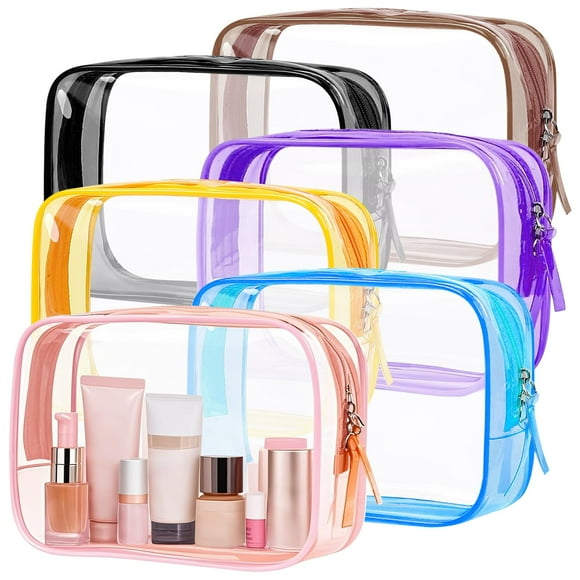 Neceseres PLULON, paquete de 6 bolsas de maquillaje transparentes aprobadas por la TSA