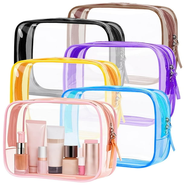 Neceseres PLULON, paquete de 6 bolsas de maquillaje transparentes aprobadas por la TSA