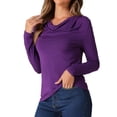 thumbnail image 4 of INSPIRE CHIC Casual Sweatshirt Tops for Women's Long Sleeve Cowl Neck Tops, 4 of 5
