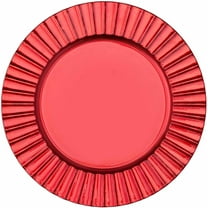 Simply Elegant Fluted Edge Plastic Charger Plate | Service Plate for Parties, Dinner, Weddings, Quinceaneras and Events | 13 inch Diameter | Red - Foil Finish | Set of 12