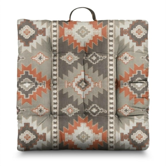 Tribal Style Seat Cushion Large 22x22 Inch Boho Chic Floor Pillow, Soft & Thick for Yoga, Tatami & Back Pain Relief (Ethnic Print)