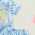 thumbnail image 6 of Yindaity Easter Baby Boy Outfit Baby Boy Easter Outfit Short Sleeve Bunny T Shirt Casual Elastic Waist Shorts Set Kids Summer Clothing(Light Blue,4-5 Years), 6 of 7