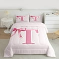 thumbnail image 3 of Manfei Bow Bowknot Ribbon Bedding Comforter Set,Fairy Tale Theme Twin Comforter Sets,First Letter T Bedding Set For Girls,Super Cozy Room Decor Reversible,2-Piece, 3 of 9