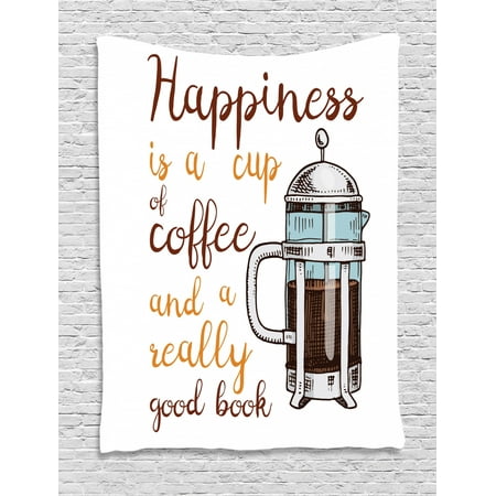 Coffee Tapestry French Press With Hot Aromatic Beverage And